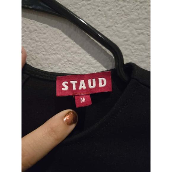 Staud Ellen Beaded Cut-Out Crop Top Black Long Sleeve Women's M Party - Picture 3 of 9